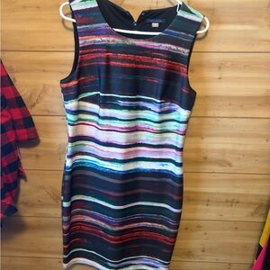 Tommy Hilfiger Black Multicolor Striped Mini Dress